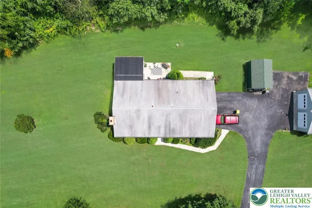 an aerial view of a house