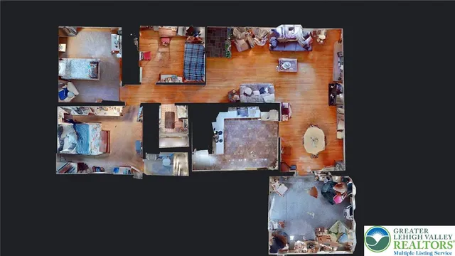 view of living room with furniture and wooden floor