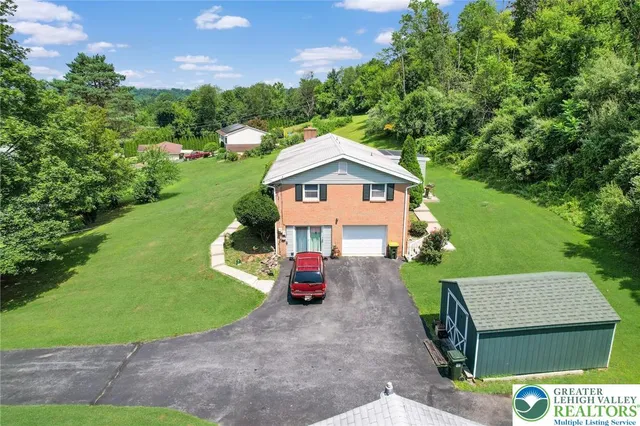 an aerial view of a house