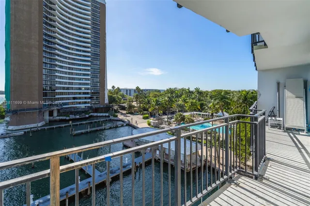 a view of a balcony with an outdoor space