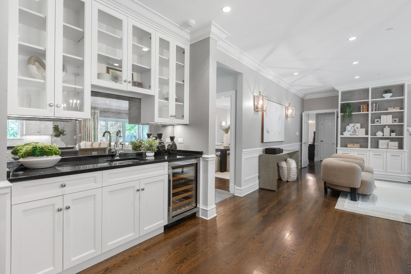 209 North Green Bay Road Lake Forest, IL 60045 - Photo 22 of 51 a kitchen that has a lot of cabinets a sink and wooden floor