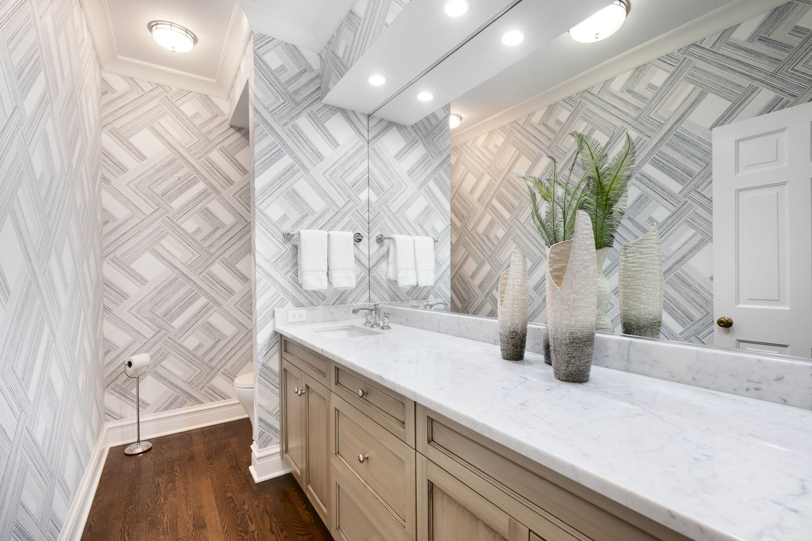 209 North Green Bay Road Lake Forest, IL 60045 - Photo 27 of 51 a bathroom with double vanity sink and a mirror
