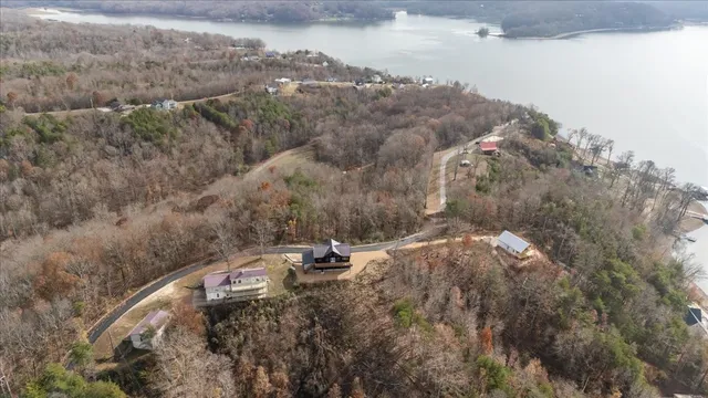 a view of a lake with a city