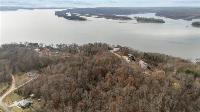 a view of a lake with a mountain in the background