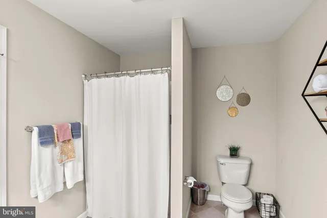 a white toilet sitting next to a shower curtain