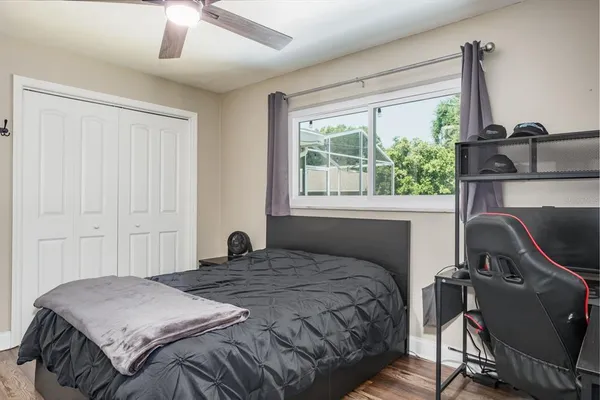 an aerial view of residential house with outdoor space