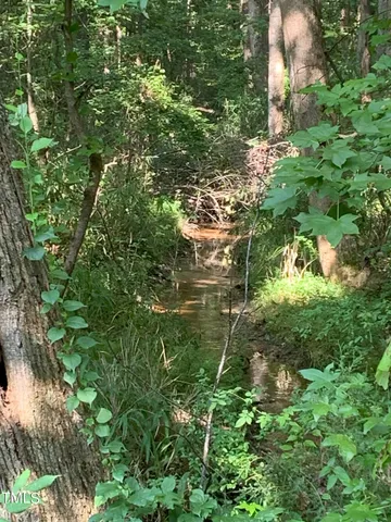 a backyard of a building with lots of green space and trees all around
