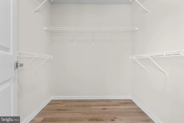 a view of an empty walk in closet