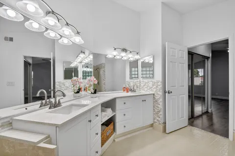 a view of a room with racks on the wall