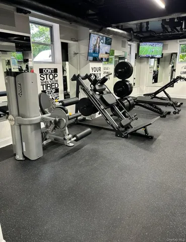 a view of a room with gym equipment