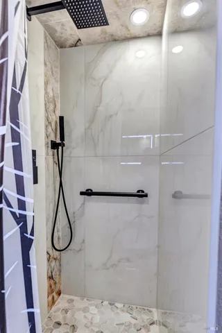 a bathroom with a shower