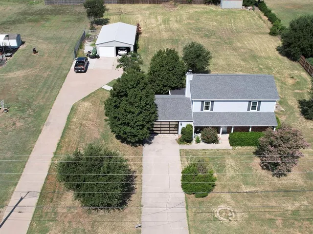 an aerial view of a house