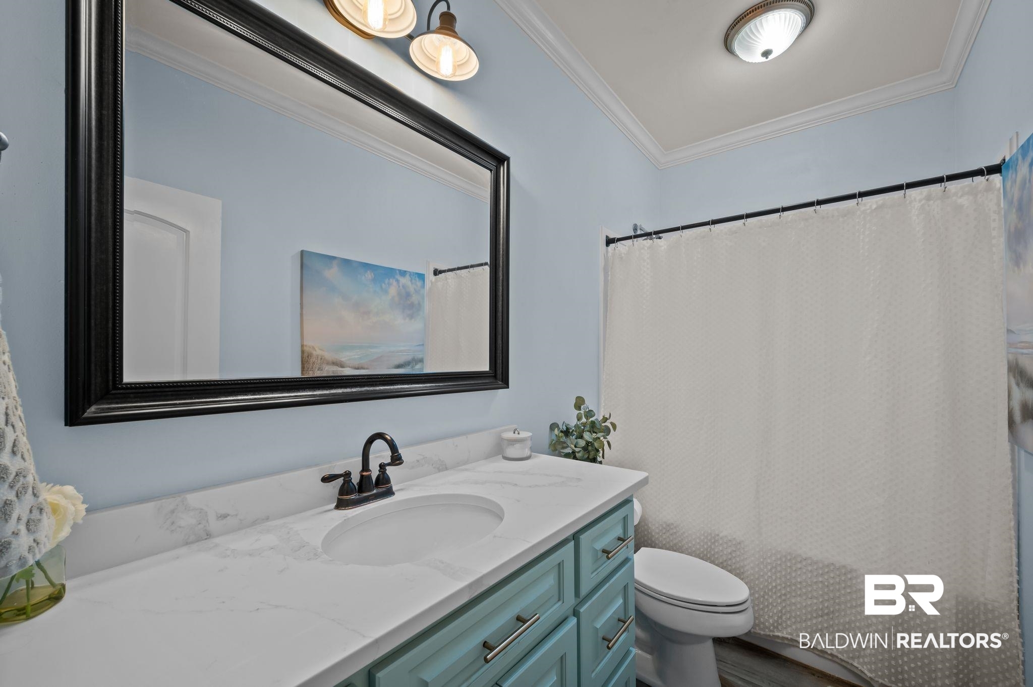 9837 Harmony Ridge Drive Semmes, AL 36575 - Photo 23 of 29 Full bath with shower / tub combo, toilet, vanity, and ornamental molding
