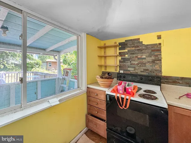 a living room with a large window