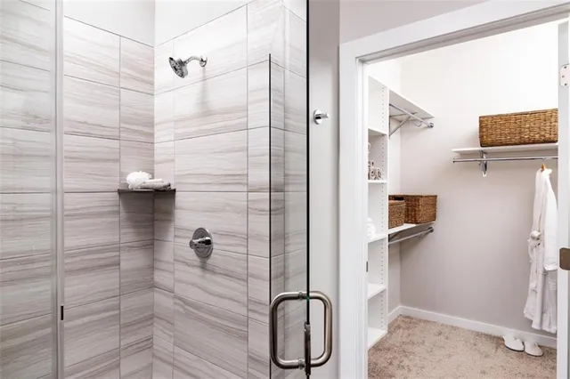 a bathroom with a shower