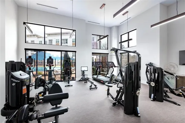 a view of a room with gym equipment