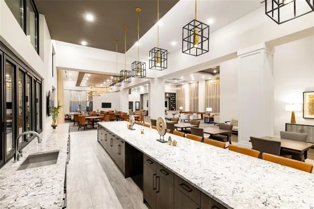 a large room with lots of counter space