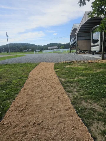 a view of a backyard with an outdoor space