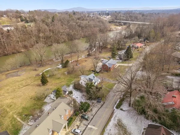 a view of a lake with mountains