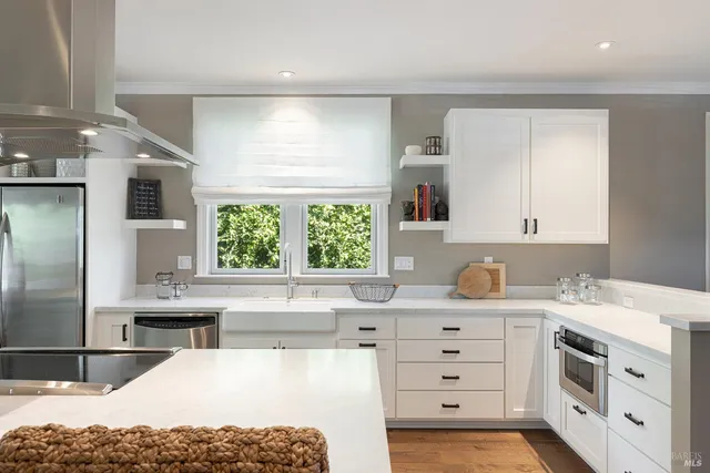 a view of a city with mountains in the background