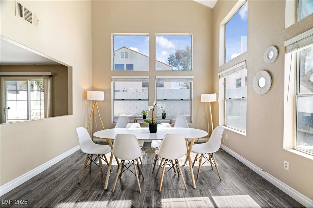 8213 Grassy Point Circle Las Vegas, NV 89145 - Photo 2 of 31 Dining area featuring wood finished floors, baseboards, and visible vents
