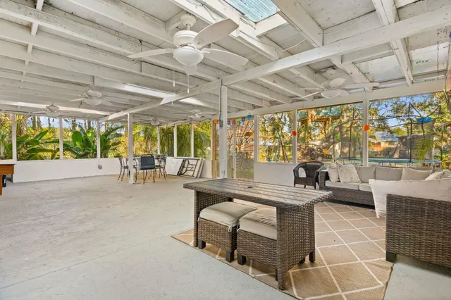 a outdoor space with lots of tables and chairs