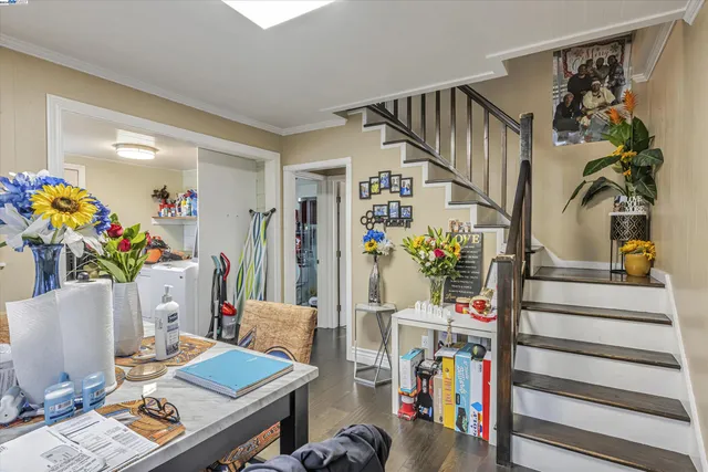 a view of entryway with stairs and furniture