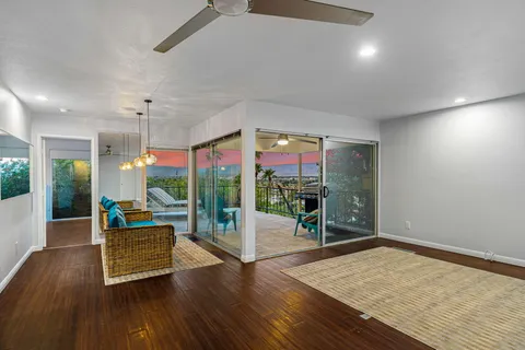 a patio with table and chairs
