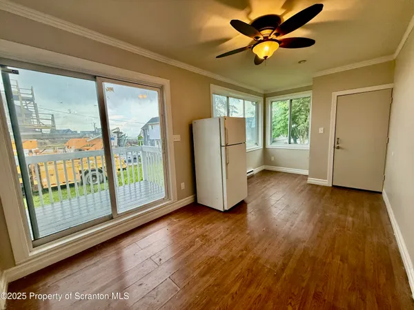 a view of a street from a balcony