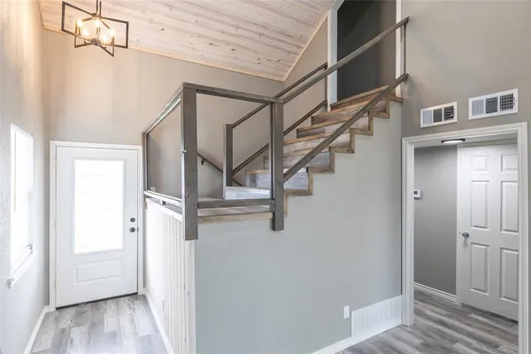 a view of an entryway with staircase