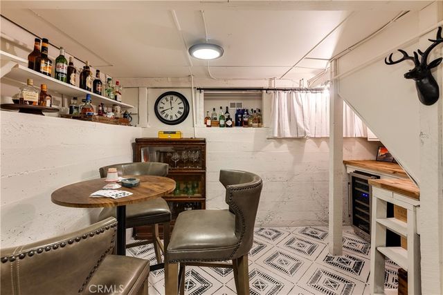 a view of a red chairs in a room