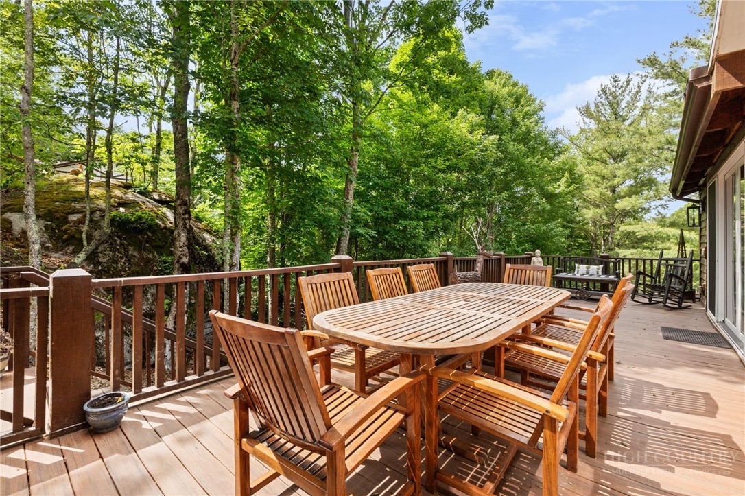 123 St Andrews Road Beech Mountain, NC 28604 - Photo 50 of 50 a view of a patio with a table and chairs