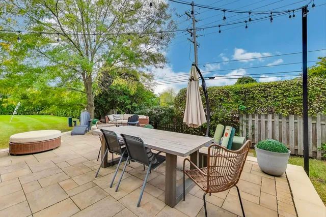 a outdoor space with a seating space