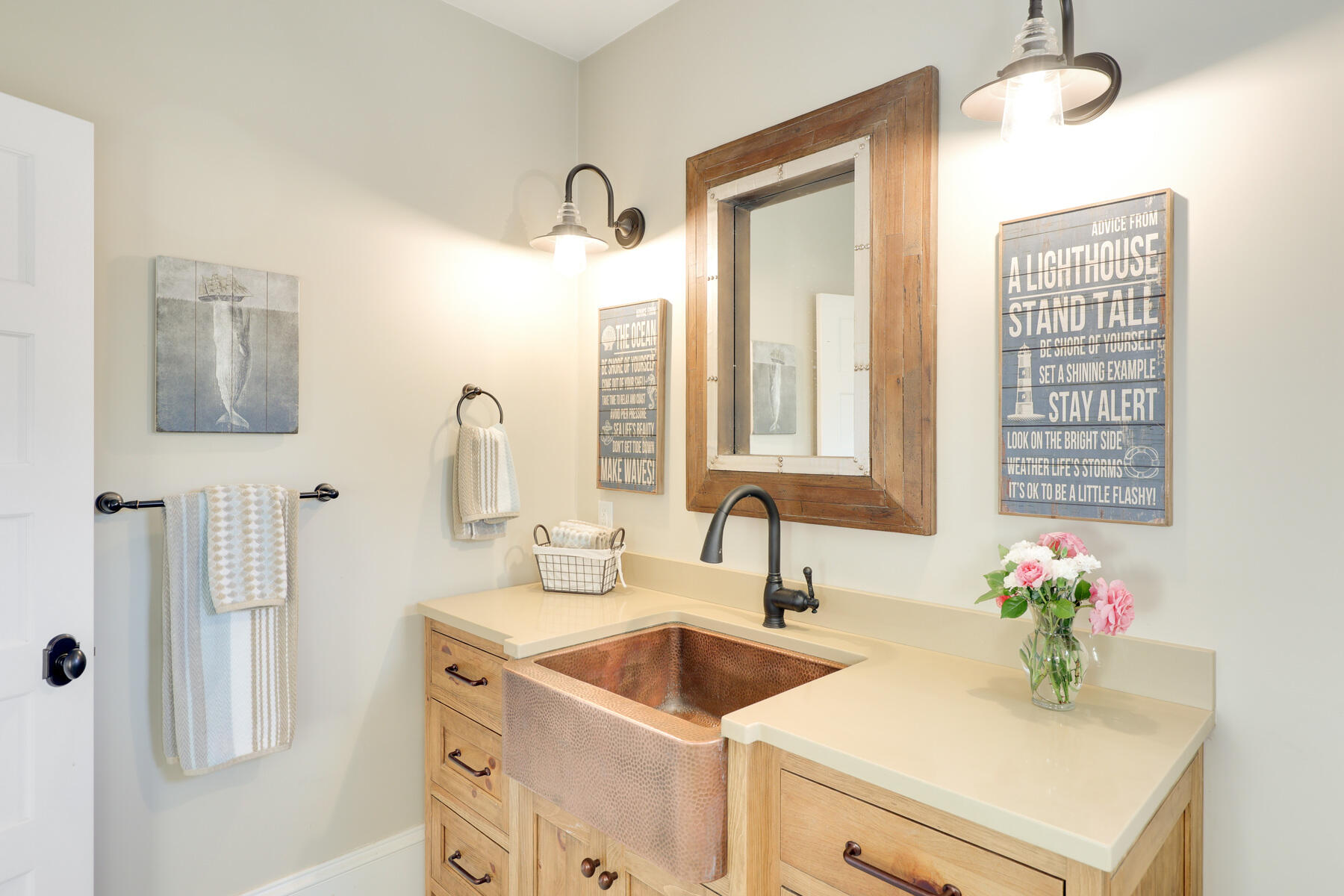 345 Robbins Hill Road Brewster, MA 02631 - Photo 74 of 95 a bathroom with a sink and a mirror