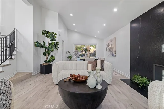 a kitchen with counter top space and furniture