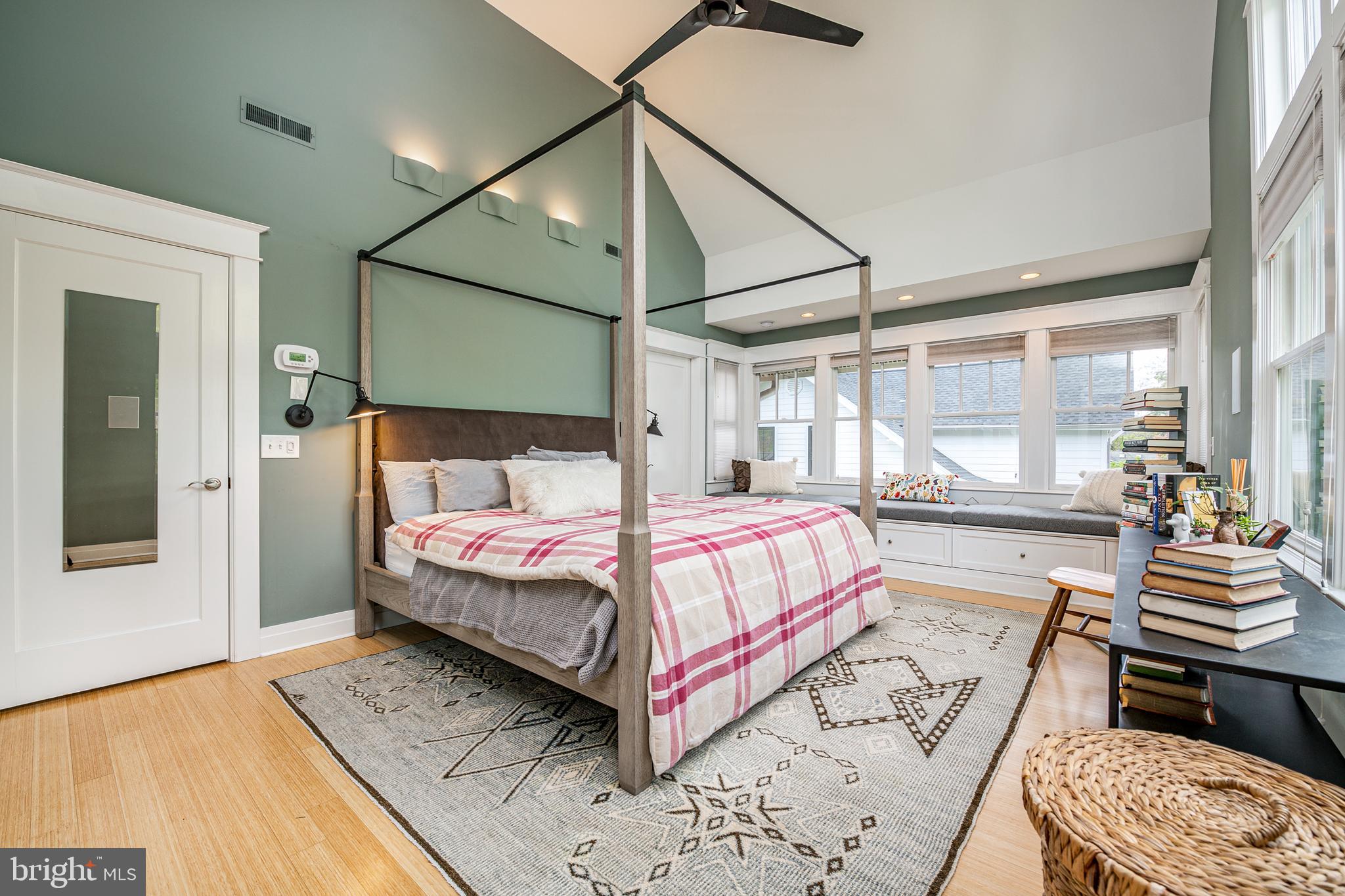 5809 Sherier Place Northwest Washington, DC 20016 - Photo 14 of 48 Master bedroom with vaulted ceiling