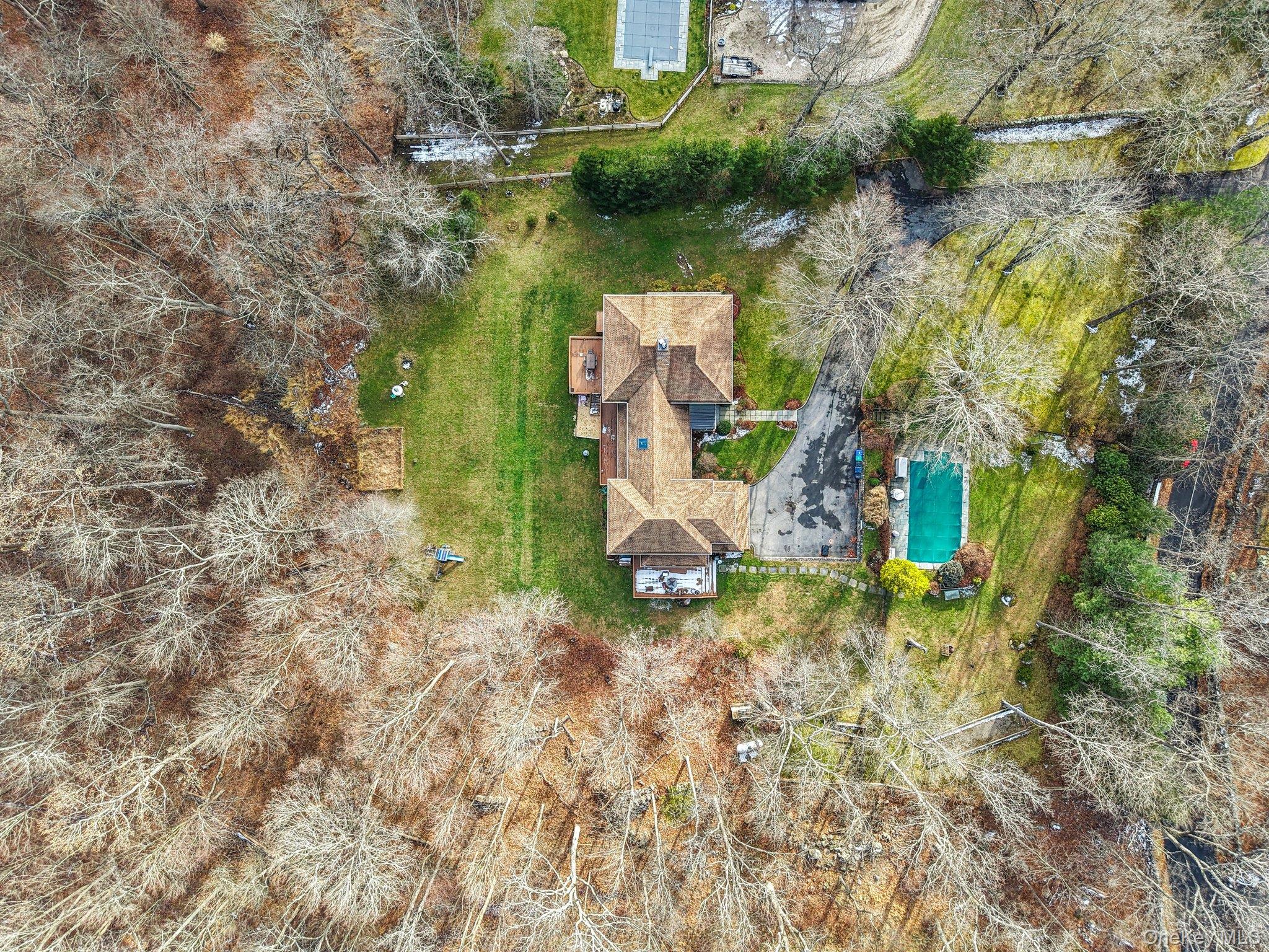 27 Cat Ridge Road North Salem, NY 10560 - Photo 48 of 49 a aerial view of a house with a yard basket ball court and outdoor seating
