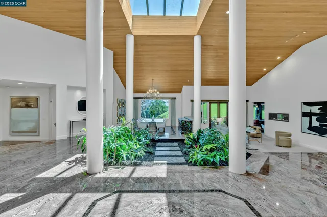 a living room filled with furniture and a potted plant