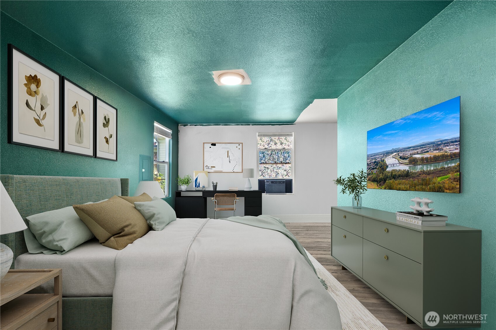 206 South Baker Street Mount Vernon, WA 98273 - Photo 10 of 31 a bedroom with furniture and a flat screen tv