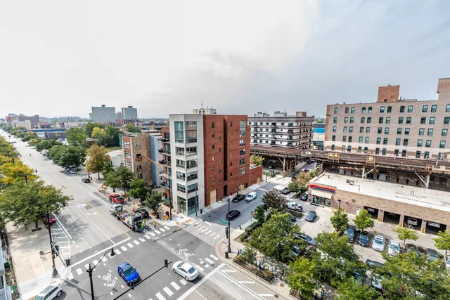 an aerial view of a city