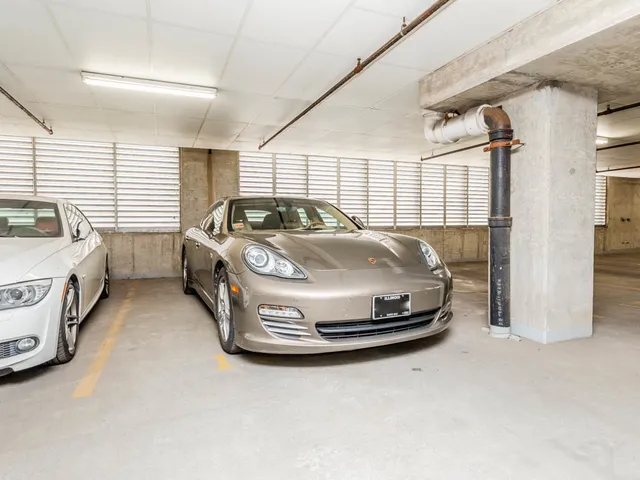 a car parked in a garage