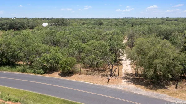 a view of a yard and mountain