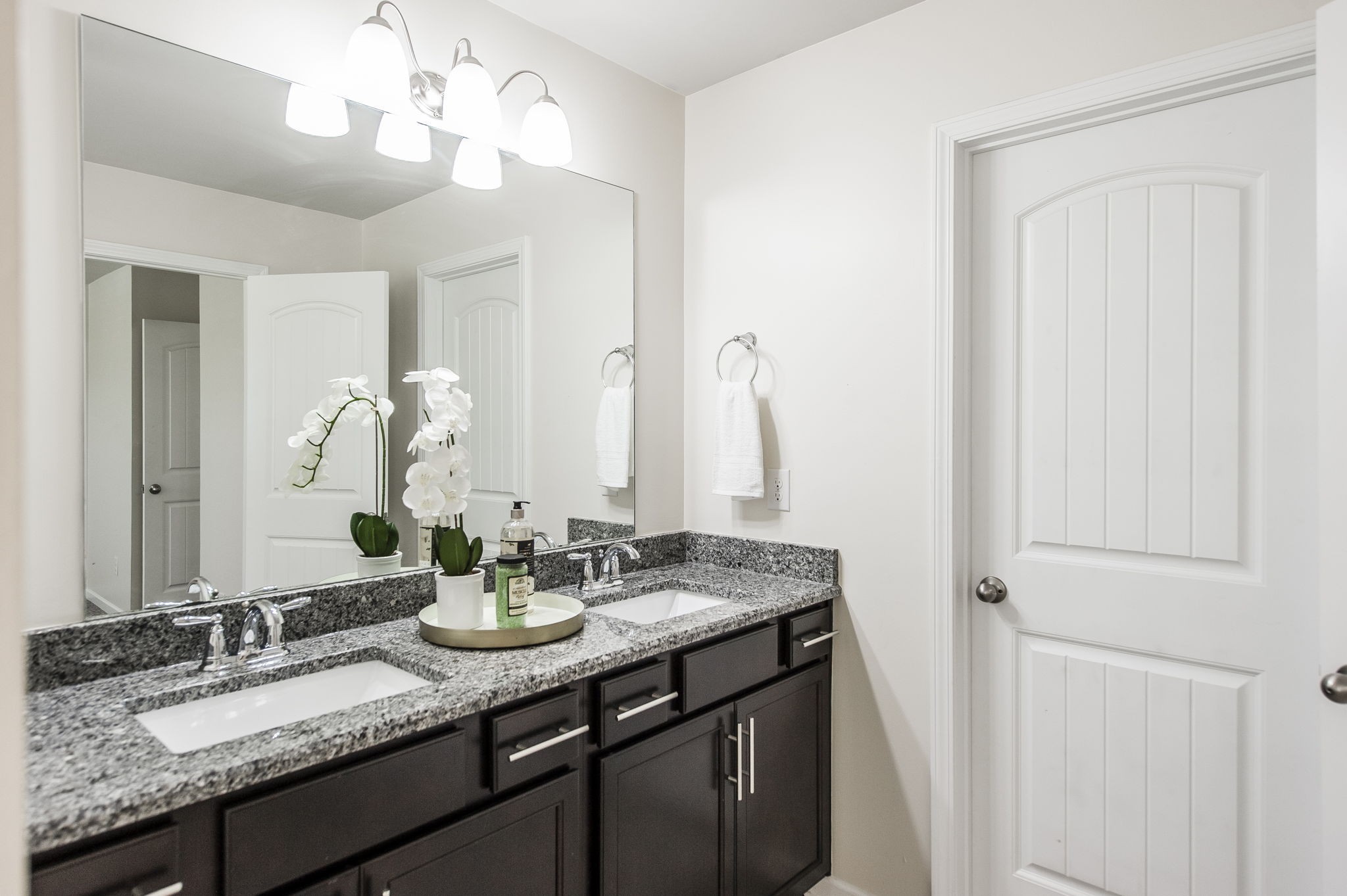 342 Manor Row Pleasant View, TN 37146 - Photo 30 of 45 a bathroom with a granite countertop double vanity sink and a mirror