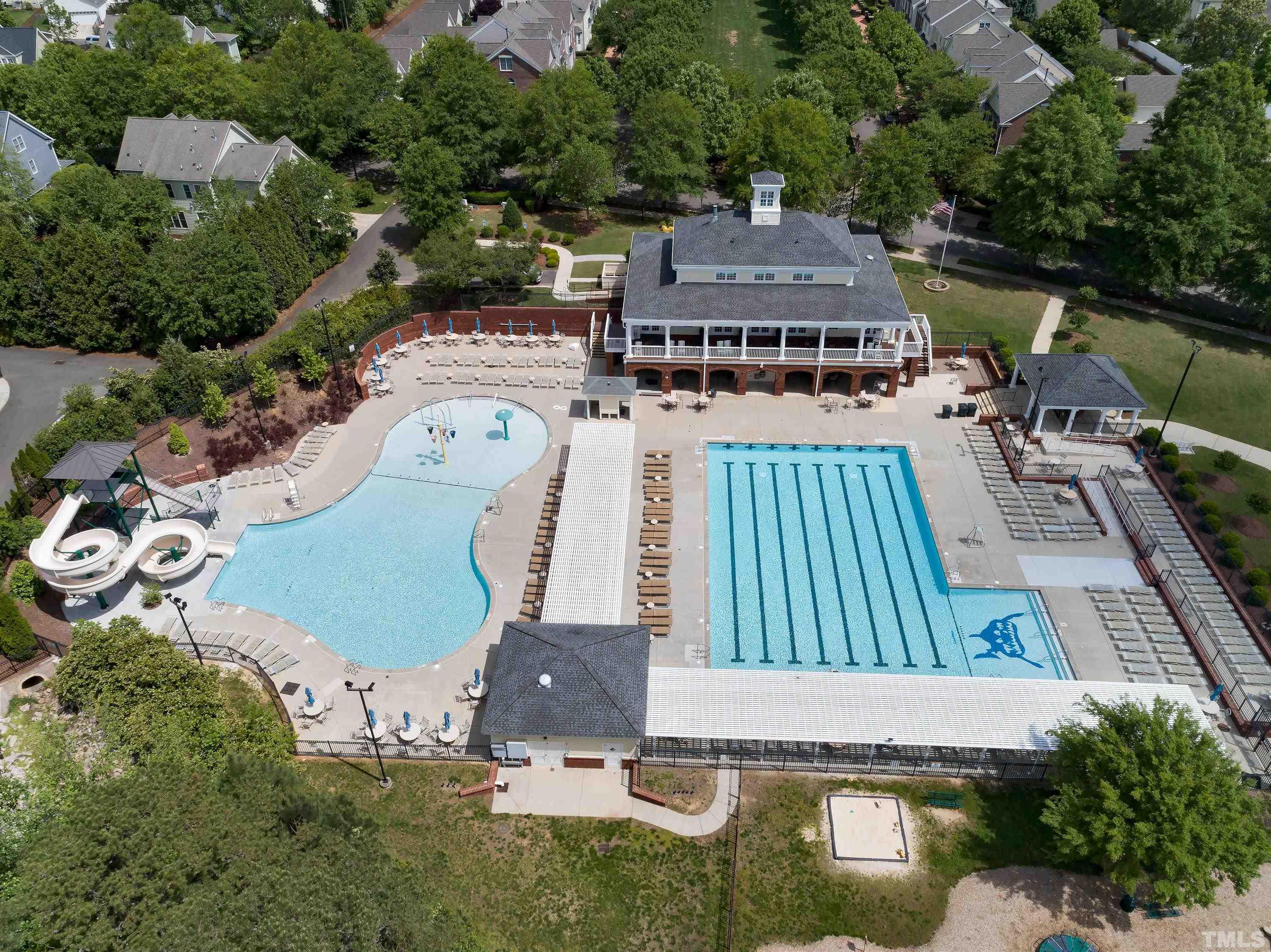 2223 Cloud Cover Lane Raleigh, NC 27614 - Photo 25 of 26 an aerial view of a house with a swimming pool outdoor seating and yard