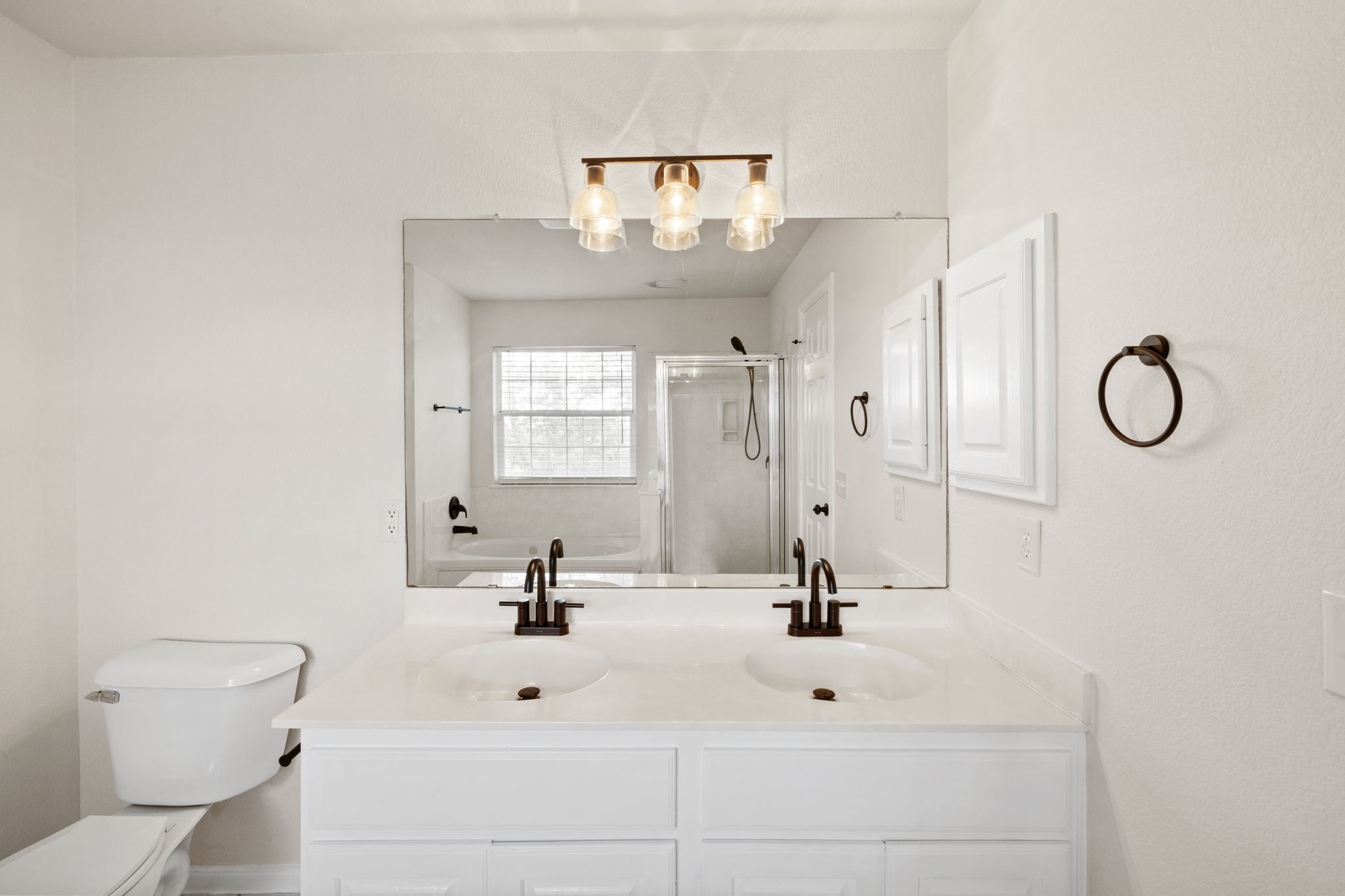 2732 Cascade Falls Drive Austin, TX 78738 - Photo 35 of 40 a bathroom with a sink a toilet and a mirror