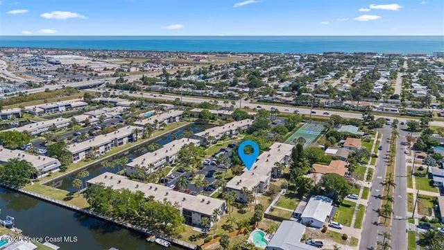 an aerial view of a house