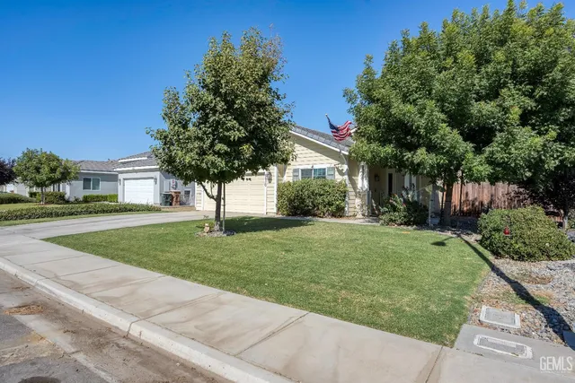 a view of a house with a tree in front of it