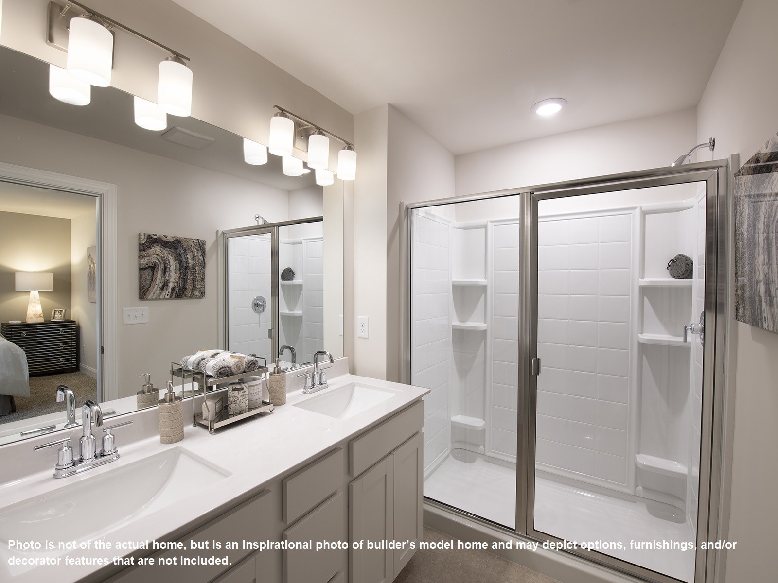 1364 Vilda Way Lebanon, TN 37087 - Photo 9 of 15 a bathroom with a double vanity sink mirror and shower