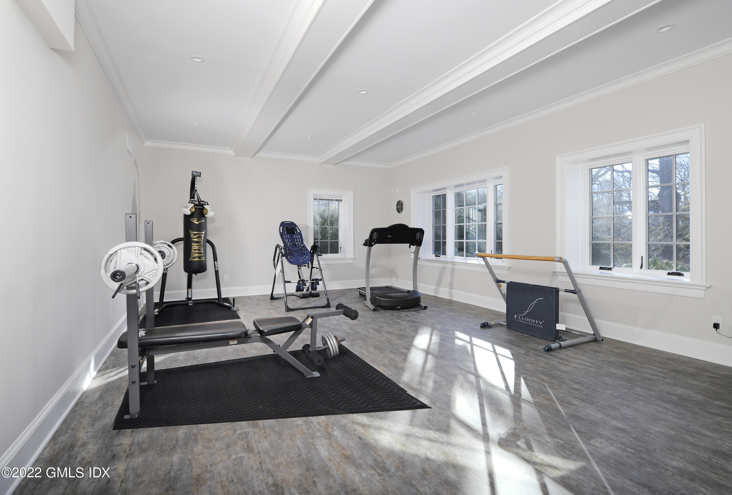 113 Woodside Drive Greenwich, CT 06830 - Photo 28 of 37 a living room with furniture gym and window