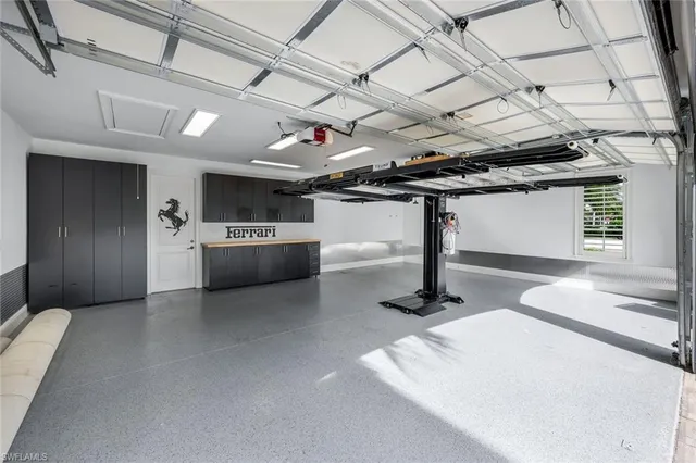 a lobby with furniture